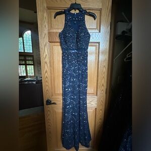 Anny Lee floor length navy gown